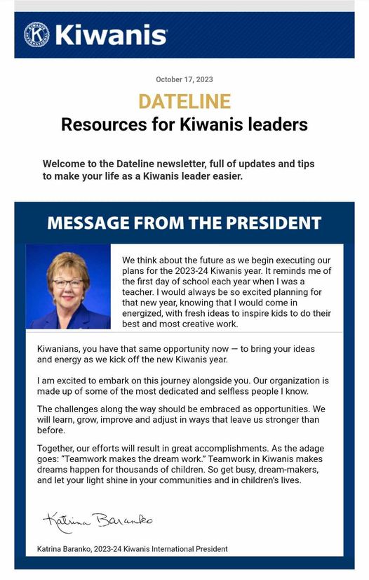 message of KI president